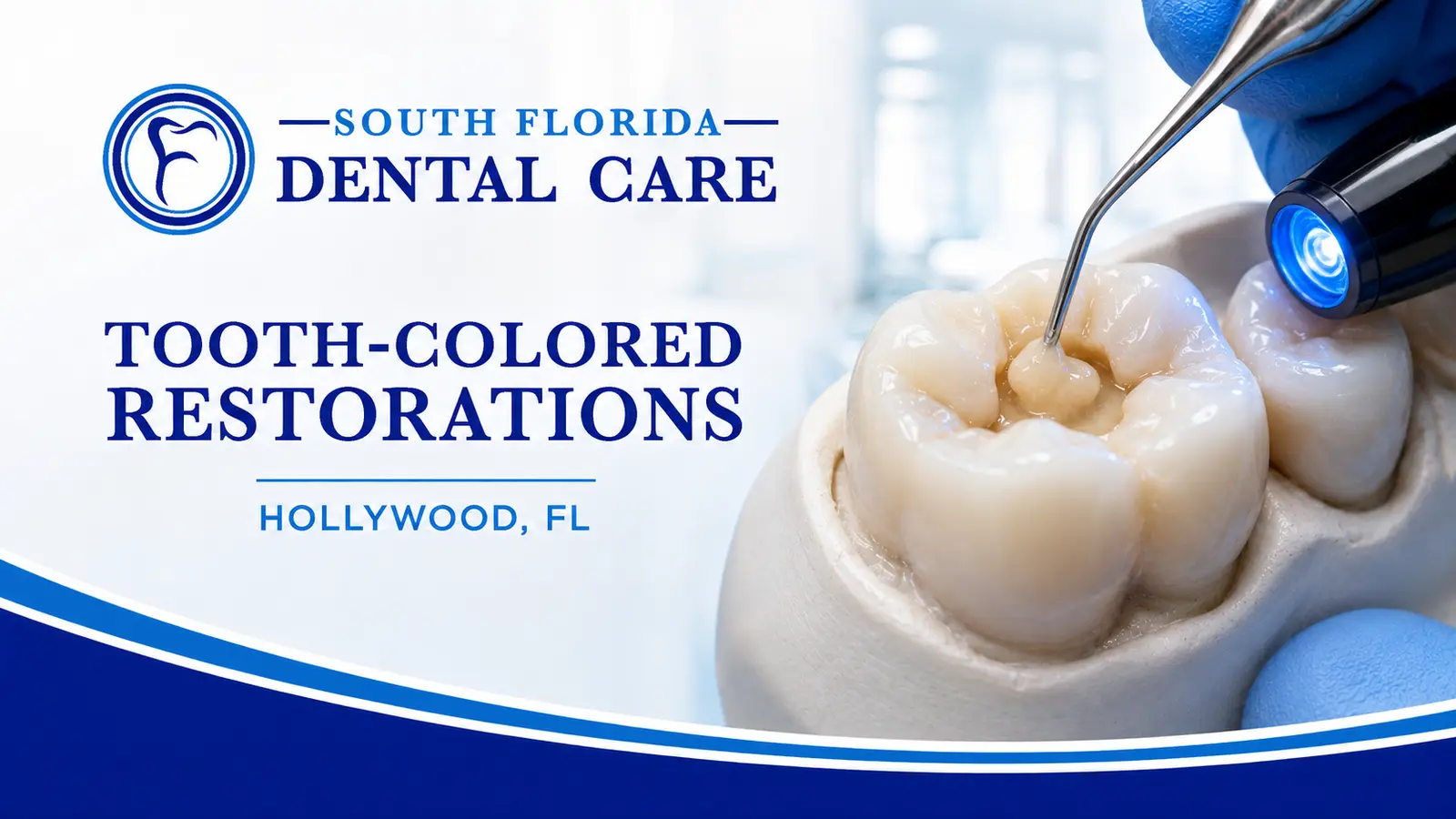 Tooth-colored composite restoration at South Florida Dental Care in Hollywood, FL